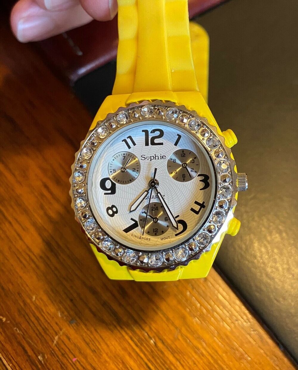 Women's Sophie Watch by Collezio, Yellow Poly with Crystal Bezel